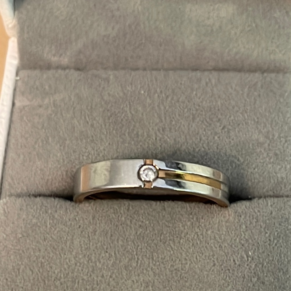 Titanium and rose gold wedding ring